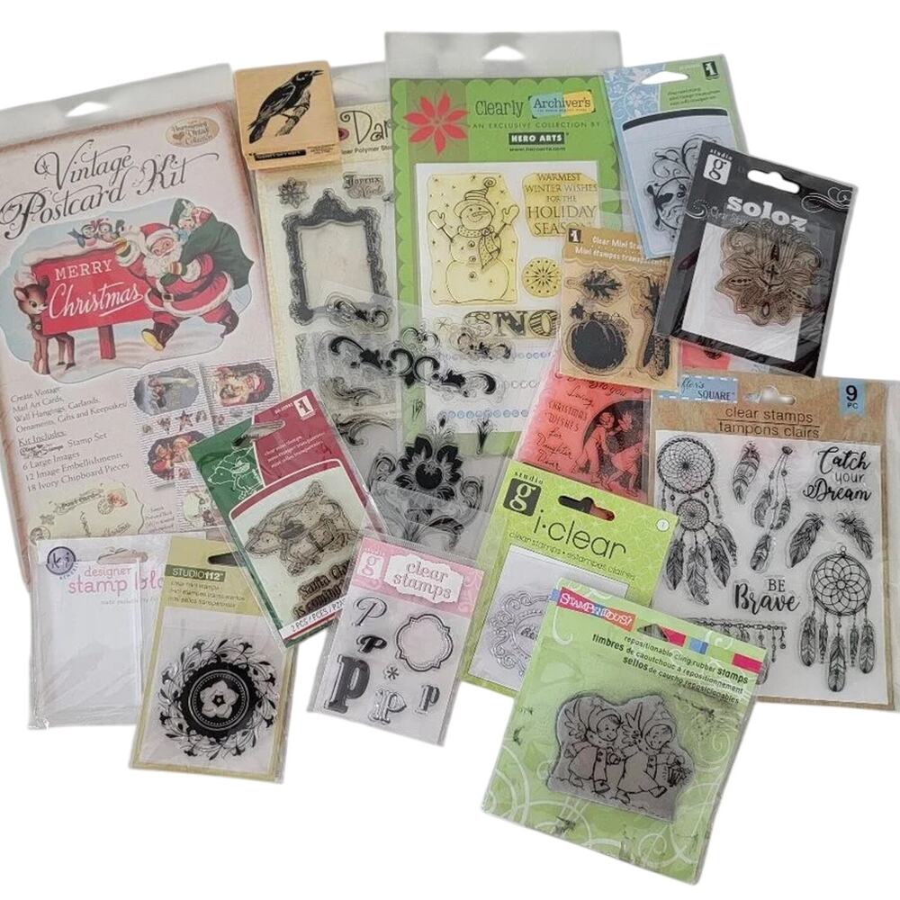Scrapbooking Clear Stamps Bundle Mixed Brands Craft Stamps Set with Block